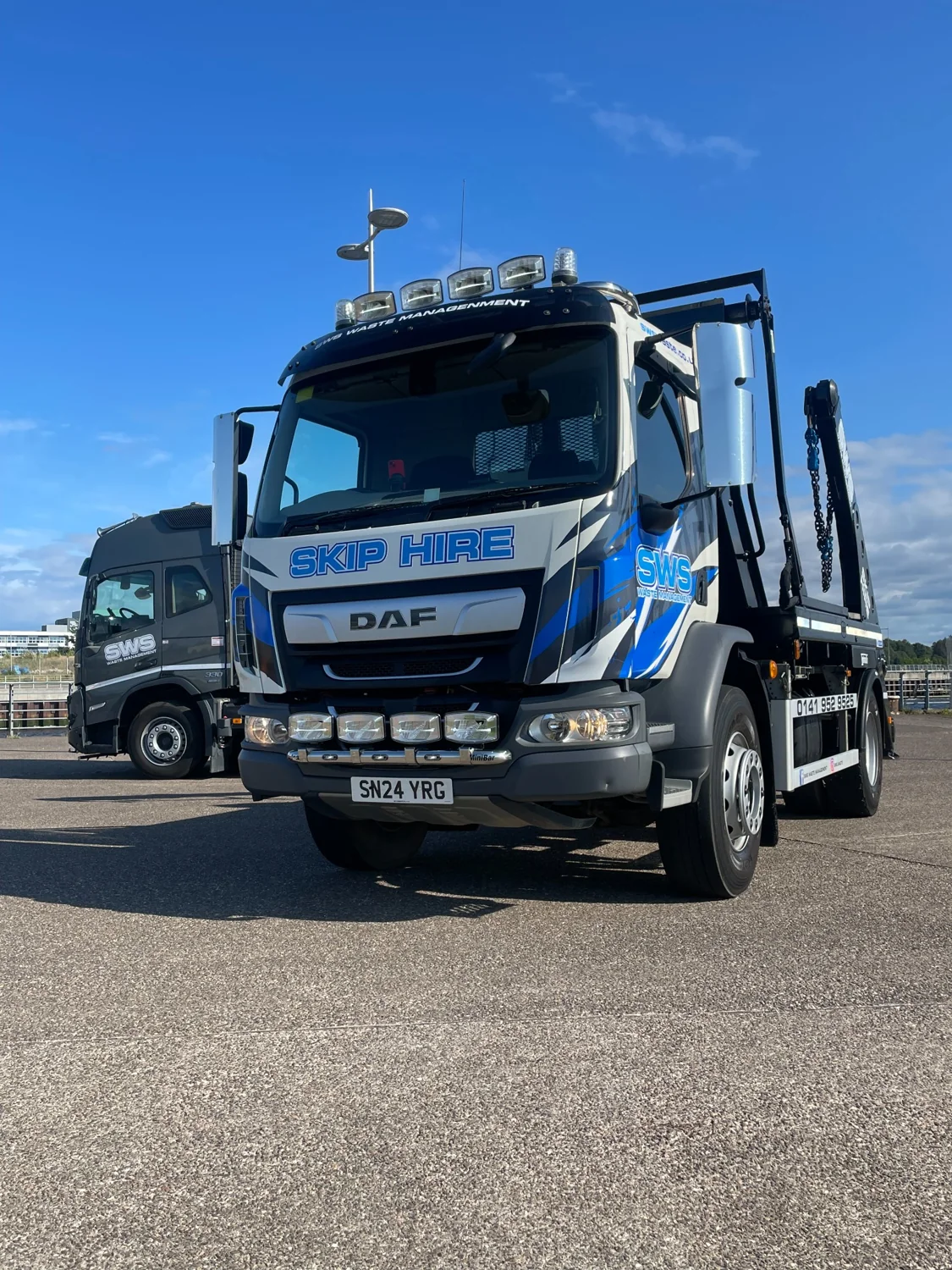Actual SWS skip lorry serving construction and renovation skip hire enquiries